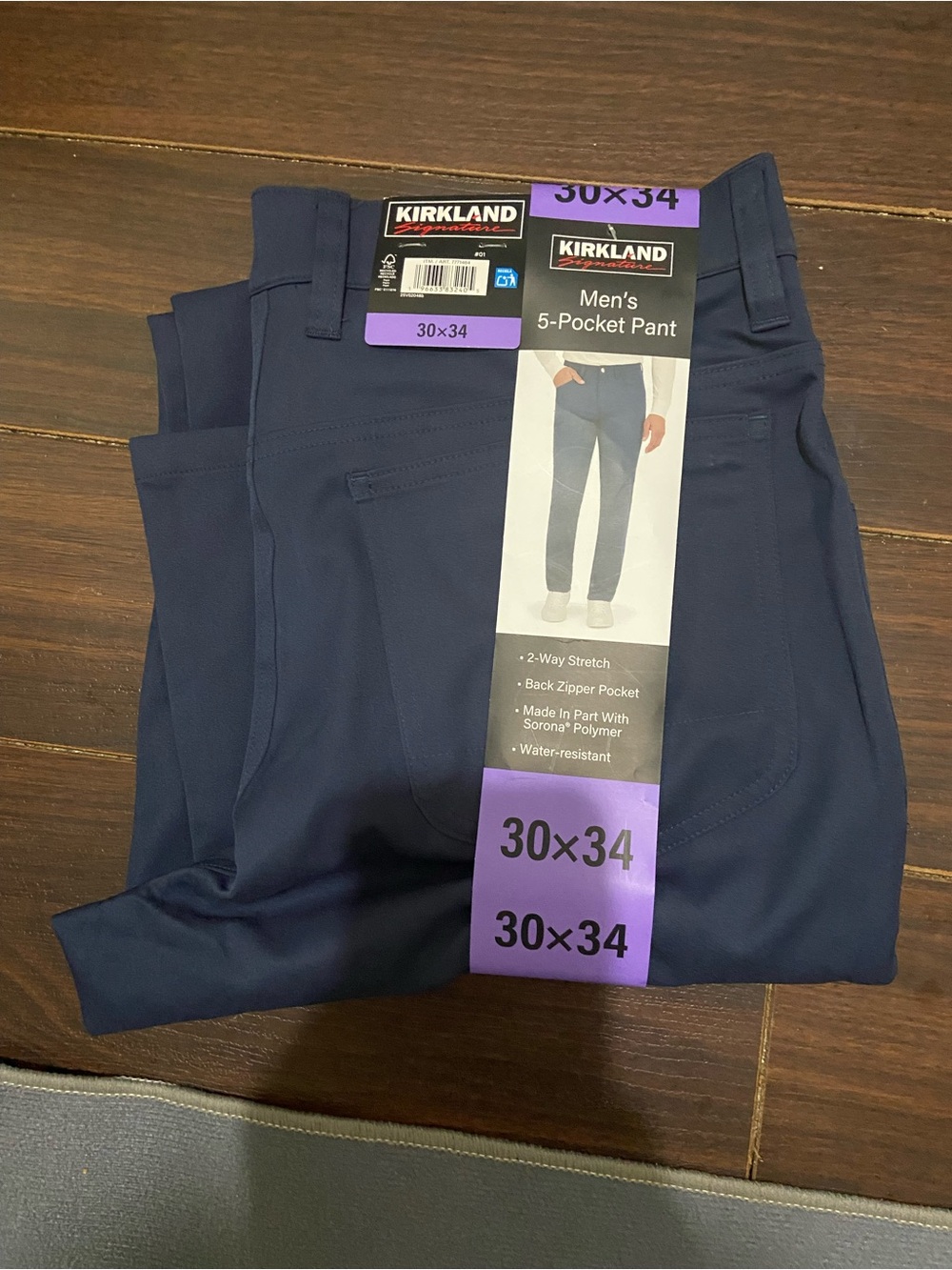 30 x34 - BLUE - Kirkland Signature Men's 5-Pocket Performance Pants